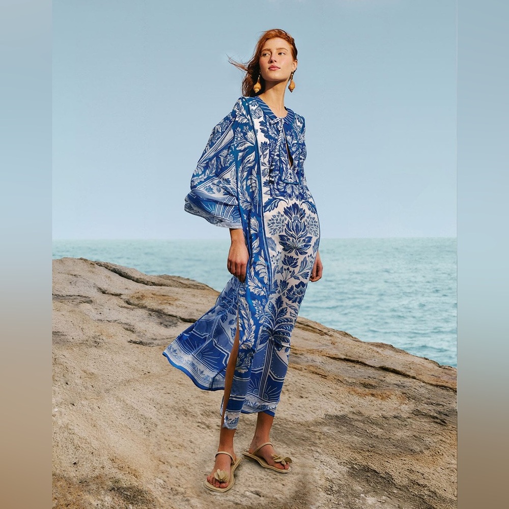 Farm Rio Off-White Delicate Tapestry Maxi Cover Up